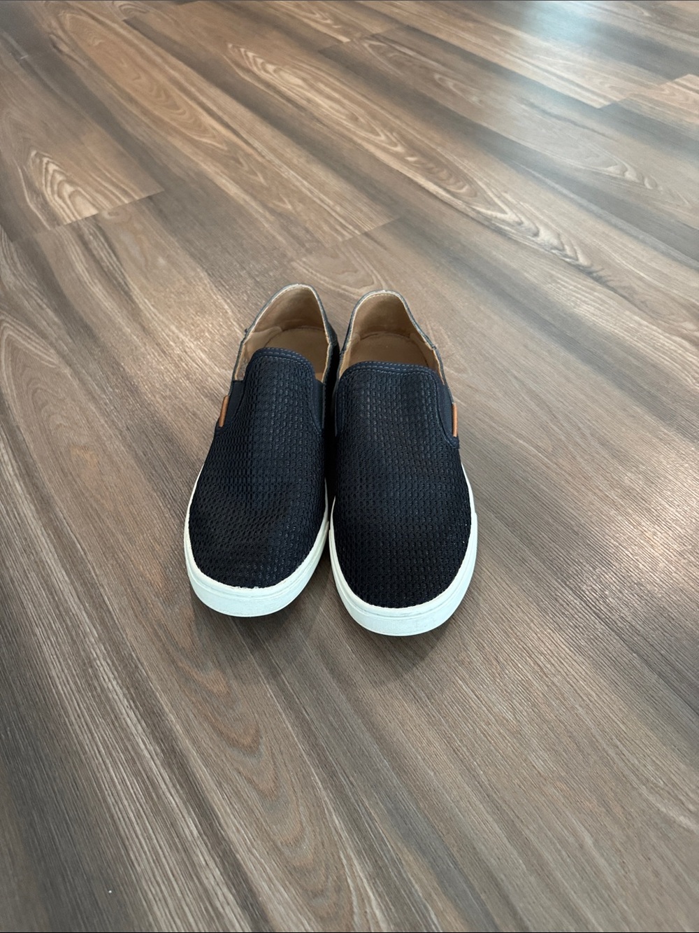 OluKai Black Slip-On Loafers with White Sole